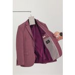 Frappoli Picardi Erkek Açık Bordo Dokulu Kumaş Mono Yaka Slim Fit Spor Blazer Ceket (Büyük Beden-Battal)