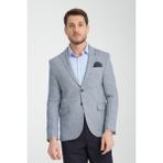 Frappoli Piero Erkek Indigo Mono Yaka Kendinden Desenli Kalın Kumaş Slim Fit Dar Kesim Blazer Ceket - İndigo - 50 - 6 Drop