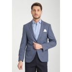 Frappoli Pieros Erkek Indigo Pamuk Karışımlı Slim Fit Mono Yaka Spor Blazer Ceket - 52 - İndigo - 6 Drop