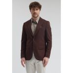 Frappoli Pique Erkek Yeşil Sivri Yaka Esnek Poliviskon Kumaşlı Slim Fit Spor Blazer Ceket - 46 - Kahverengi