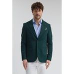 Frappoli Pique Erkek Yeşil Sivri Yaka Esnek Poliviskon Kumaşlı Slim Fit Spor Blazer Ceket - 52