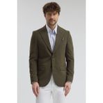 Frappoli Pique Erkek Yeşil Sivri Yaka Esnek Poliviskon Kumaşlı Slim Fit Spor Blazer Ceket - 54 - Haki