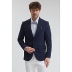 Frappoli Pique Erkek Yeşil Sivri Yaka Esnek Poliviskon Kumaşlı Slim Fit Spor Blazer Ceket - 54 - Lacivert