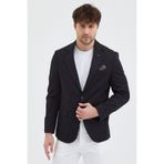 Frappoli Poly Erkek Siyah Likralı Pamuklu Slim Fit Spor Blazer Ceket