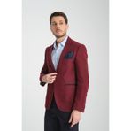 Frappoli Racinos Erkek Bordo Kalın Kadife Kumaşlı Dirsekli Slim Fit Dar Kesim Spor Blazer Ceket