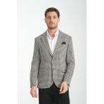 Frappoli Remos Erkek Siyah Kazayağı Desenli Esneyen Kumaş Mono Yaka Spor Blazer Ceket - 62 - 6 Drop