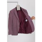 Frappoli Restore Erkek Bordo Likralı Pamuklu Slim Fit Spor Blazer Ceket (Büyük Beden - Battal)