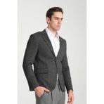 Frappoli Ribas Erkek Lacivert Likralı Pamuk Karışımlı Ekose Desenli Slim Fit Spor Blazer Ceket - 01L-Lacivert - 48