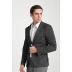 Frappoli Ribas Erkek Siyah Likralı Pamuk Karışımlı Ekose Desenli Slim Fit Spor Blazer Ceket - 001 Siyah - 56