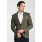 Frappoli Ribas Erkek Yeşil Likralı Pamuk Karışımlı Ekose Desenli Slim Fit Spor Blazer Ceket - 02Y-Yeşil - 58
