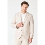 Frappoli Rombes Erkek Bej Petek Dokulu Spor Blazer Ceket