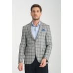 Frappoli Sanofi Erkek Gri Ekose Slim Fit Mono Yaka Spor Blazer Ceket - 50 - 6 Drop