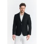 Frappoli Serardo Erkek Koyu Buz Yarım Astarlı Pamuk Karışımlı Torba Cepli Ilkbahar-Yaz Spor Blazer Ceket - 52 - Siyah - 6 Drop