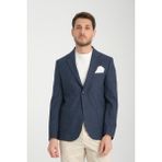 Frappoli Tadic Erkek Lacivert Desenli Esneyen Kumaş Slim Fit Torba Cepli Yarım Astar 4 Mevsim Blazer Ceket - 56 - 6 Drop