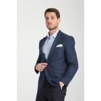 Frappoli Timone Erkek Açık Lacivert Slim Fit Dar Kesim Desenli Mevsimlik Blazer Ceket - 58 - 6 Drop