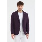 Frappoli Tussio Erkek Bordo Poliviskon Kumaşlı Slim Fit Kendinden Mendilli Mono Yaka Spor Blazer Ceket - 54