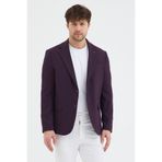 Frappoli Tussio Erkek Bordo Poliviskon Kumaşlı Slim Fit Kendinden Mendilli Mono Yaka Spor Blazer Ceket