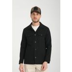 Frappoli Vitanes Erkek Siyah Overshirt Esneyen Kumaş Baharlık Trenç Ceket-Mont
