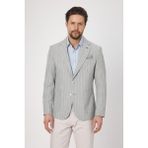 Frappoli Vitao Erkek Gri Italyan Çizgili Keten Karışımlı Ilkbahar-Yazlık Blazer Ceket - 58 - 6 Drop