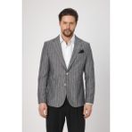Frappoli Vitao Erkek Kiremit Italyan Çizgili Keten Karışımlı Ilkbahar-Yazlık Blazer Ceket - 54 - Siyah - 6 Drop