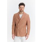 Frappoli Vitao Erkek Kiremit İtalyan Çizgili Kruvaze Yarım Astarlı Slim Fit Spor Blazer Ceket