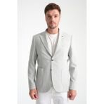 Frappoli Volix Erkek Lacivert Yarım Astar Torba Cep Keten Kumaşlı Spor Blazer Ceket - Gri - 48
