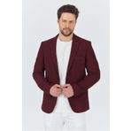 Frappoli Vorteks Erkek Bordo Likralı Esnek Kumaşlı Slim Fit Spor Blazer Ceket