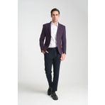 Frappoli VRDD Erkek Bordo-Lacivert Battal Büyük Beden Regular Fit Mono Yaka Casual Blazer Ceket