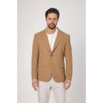 Frappoli Waffle Erkek Camel Waffle Desen Pamuk Karışımlı Likralı Esnek Kumaş Dört Mevsim Blazer Ceket - 50 - 6 Drop