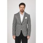 Frappoli Zenos Erkek Siyah Keten Görünümlü Ilkbahar-Yaz Ekose Slim Fit Spor Blazer Ceket - 48 - 6 Drop