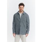 Frappoli Zevos Erkek Koyu Lacivert Keten Karışımlı Overshirt Baharlık Ceket Yeni Sezon