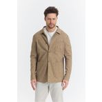 Frappoli Zevos Erkek Vizon Keten Karışımlı Overshirt Baharlık Ceket Yeni Sezon