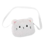 FRCOLOR peluş askılı çanta bozuk para cüzdanı çapraz çanta Çocuklar için peluş Kızlar Crossbody Bag Sevimli tüylü el çantası küçük kız cüzdan Crossbody Cat Cüzdanlar kabarık çanta beyaz