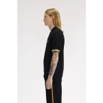 Fred Perry K2323-90A Contrast Cuff Knitted Erkek Polo Tişört - Siyah