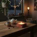 Free And Art Doğal Taş Dokulu Modern Dekoratif Tasarım El Yapımı Beton Kap Kokusuz Soya Mum - Turuncu