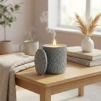 Free And Art El Yapımı Pastel Beton Kap %100 Doğal Kokusuz Soya Wax Mum Organik Dekoratif Mum - Gri
