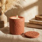 Free And Art El Yapımı Pastel Beton Kap %100 Doğal Kokusuz Soya Wax Mum Organik Dekoratif Mum - Turuncu