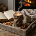 Free And Art Premium El Yapımı Soya Wax Beton Mum Uzun Süre Yanan Özel Tasarım Dekoratif Mum - Kahverengi