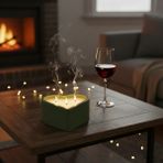 Free And Art Soya Wax Kapaklı Kalp Şeklinde Soya Wax Mum Romantik Şık Dekoratif Mum - Haki