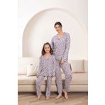 Free Beka Yıldız Anne Kız Kombin Pijama Takımı Rahat Esnek %100 Pamuklu Önden Düğmeli Pijama Takımı