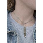Free Feather Spirit – Tüy Figürlü Gümüş Renk Unisex Uzun Kolye (60 Cm)