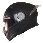 Free-M 965 Mat Siyah Çene Açılır Kask CE Onaylı ve Güneş Vizörlü Renkli Tasarım - XL