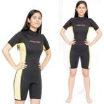 Free-Sub 3mm Kadın Shorty Dalış Elbisesi Sarı Renk Esnek Yapı ile Kolay Giyilebilir - 2XL