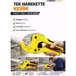 FREED TOOLS 42 mm Otomatik Boru Kesme Makası PVC PPRC Plastik Boru Kesici Tek Harekette Temiz Kesim Profesyonel