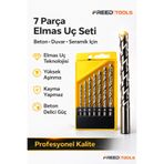FREED TOOLS 7 Parça Elmas Uç Matkap Seti Beton Duvar Seramik Delme Uçları 4-10 mm