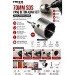FREED TOOLS 70 mm SDS Plus Panç Beton Açma Seti Duvar Delme Karot Ucu Tuğla Taş Gaz Beton Delici Set Merkezleme Matkaplı Allen Anahtarlı