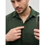 Freedom Erkek Aerobin Kumaş Oversize 4 Mevsim Uzun Kollu Rahat Kalıp Gömlek - Haki - 2XL