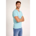 Freedom Erkek Body T-Shirt V Yaka Slim Fit Likralı Kısa Kol Tişört - Turkuvaz - Turkuaz