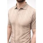 Freedom Erkek Yazlık Triko Dokuma Tişört Kısa Kol Polo Yaka T-Shirt - Bej