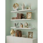 Freehome Premium Mdf Ürün Duvar Rafı 3'lü Set 60X15 cm Uçan Raf Modern Kitaplık Mutfak Banyo Rafı - Beyaz